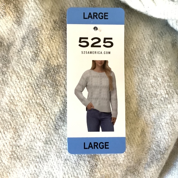 525 Women's Super Soft Crewneck Pullover Lurex Fair isle Sweater Grey Combo - Picture 10 of 15